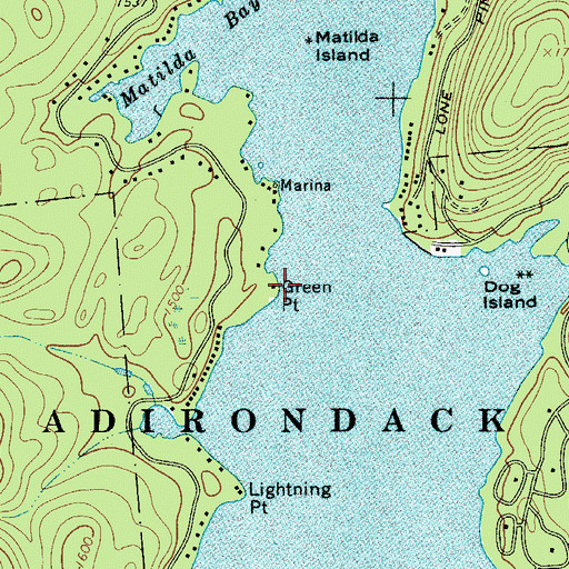 Topographic Map of Green Point, NY