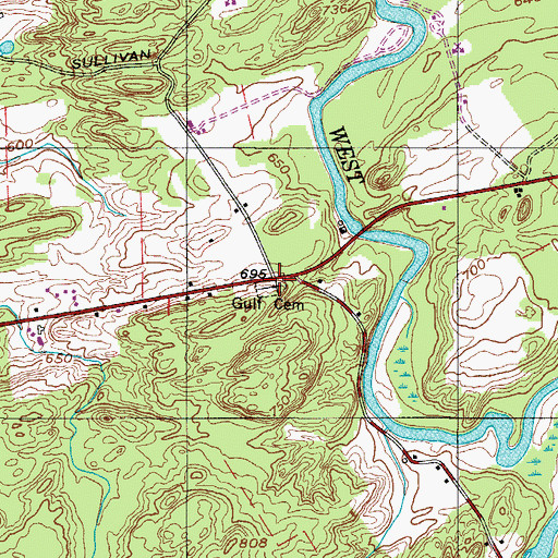 Topographic Map of Gulf Cemetery, NY