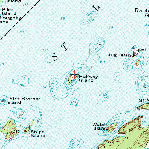 Topographic Map of Halfway Island, NY