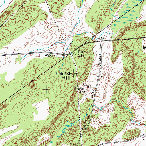 Topographic Map of Hand Hill, NY
