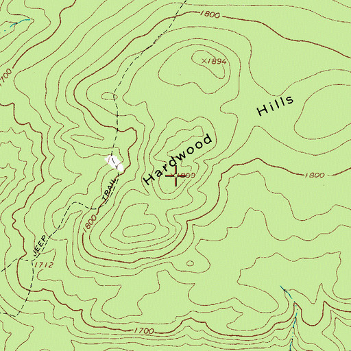 Topographic Map of Hardwood Hills, NY