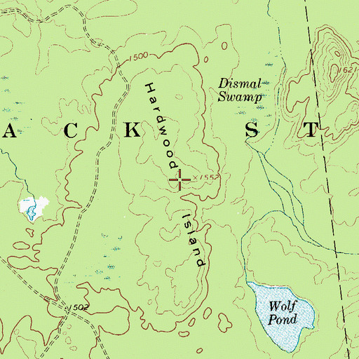 Topographic Map of Hardwood Island, NY