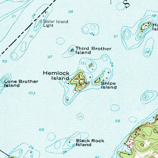 Topographic Map of Hemlock Island, NY