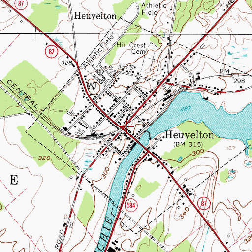 Topographic Map of Heuvelton, NY