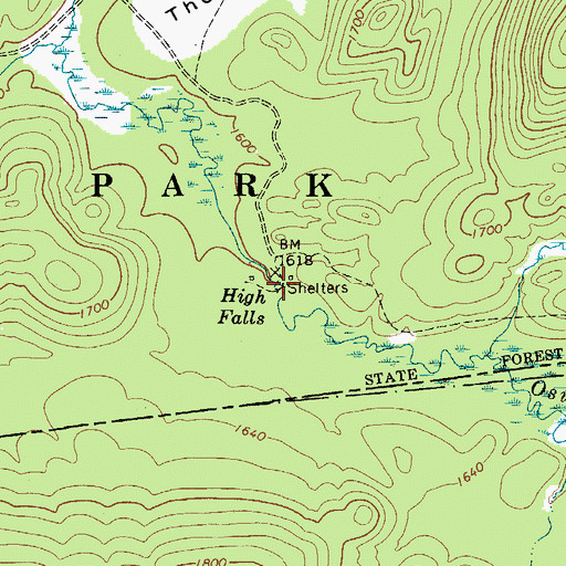 Topographic Map of High Falls, NY