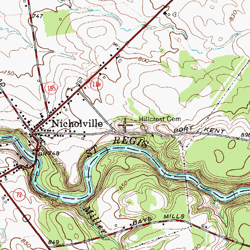 Topographic Map of Mound Hill Cemetery, NY