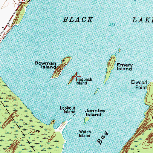 Topographic Map of Hogback Island, NY
