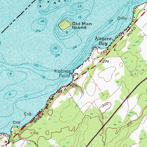 Topographic Map of Holmes Point, NY