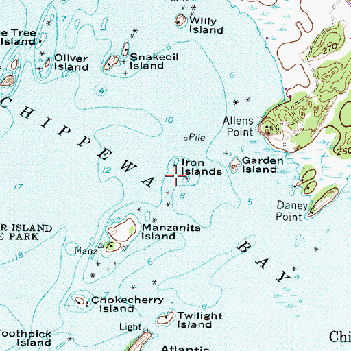 Topographic Map of Iron Islands, NY