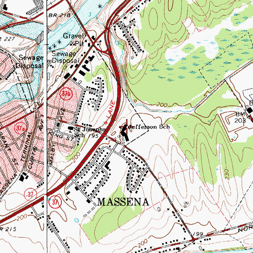 Topographic Map of Jefferson Elementary School, NY