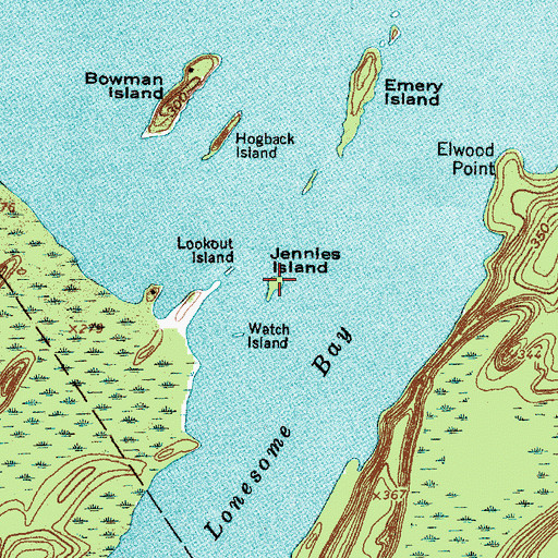 Topographic Map of Jennies Island, NY
