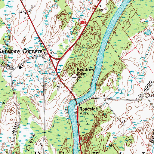 Topographic Map of Kendrew Cemetery, NY