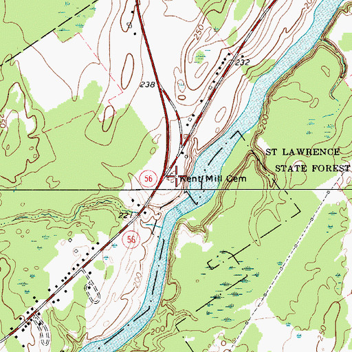 Topographic Map of Kent Mill Cemetery, NY