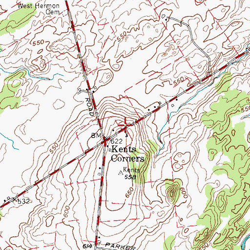Topographic Map of Kents Corners, NY
