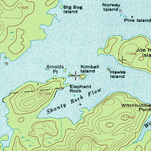 Topographic Map of Kimball Island, NY