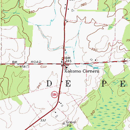 Topographic Map of Kokomo Corners, NY