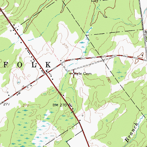 Topographic Map of Kyle Cemetery, NY