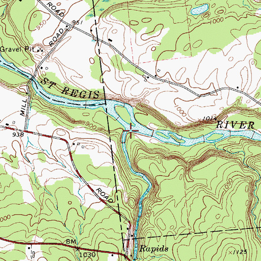 Topographic Map of Lake Ozonia Outlet, NY