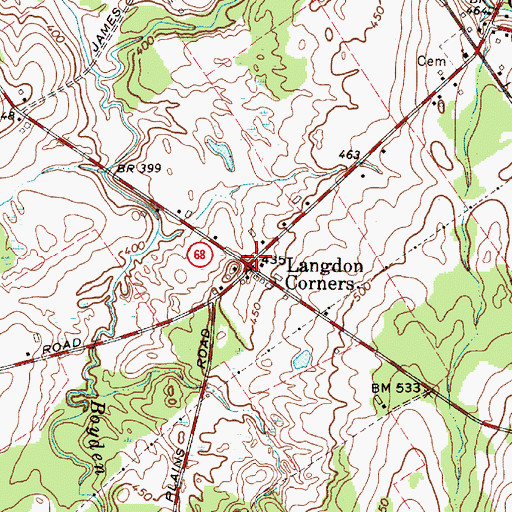 Topographic Map of Langdon Corners, NY