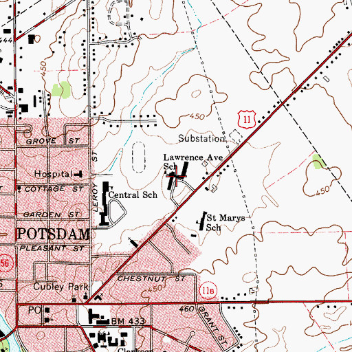 Topographic Map of Lawrence Avenue School, NY