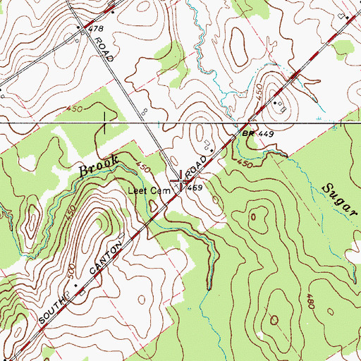 Topographic Map of Leet Cemetery, NY