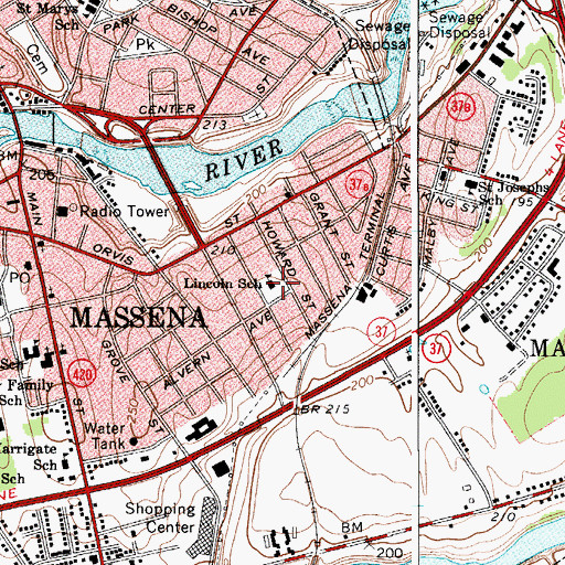 Topographic Map of Lincoln School (historical), NY