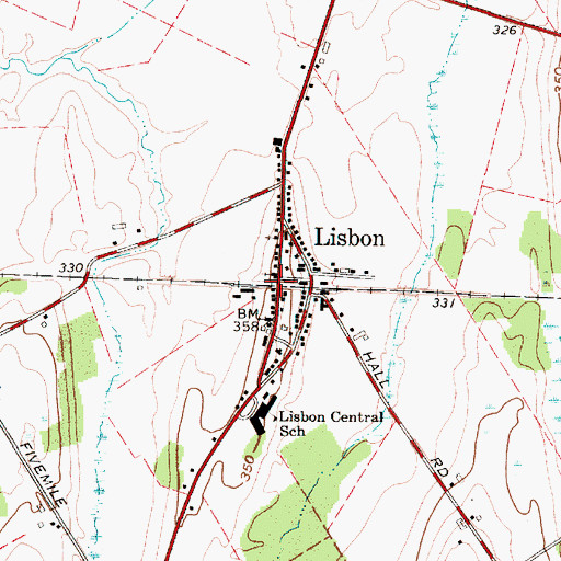 Topographic Map of Lisbon, NY
