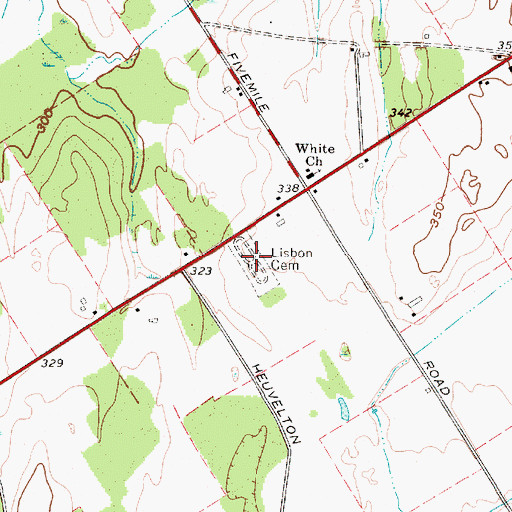 Topographic Map of Lisbon Cemetery, NY