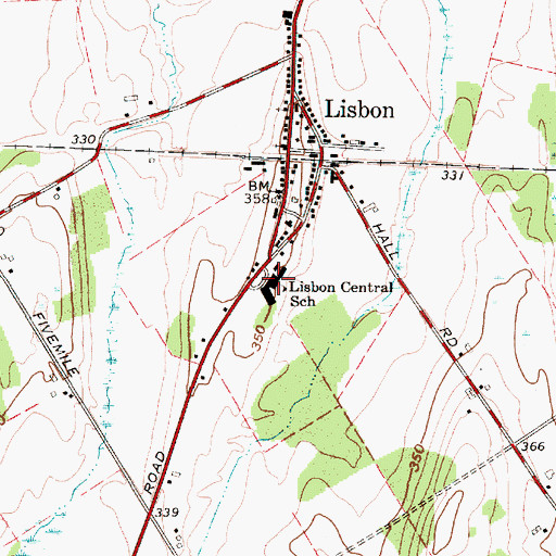 Topographic Map of Lisbon Central School, NY