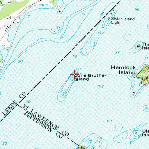 Topographic Map of Lone Brother Island, NY