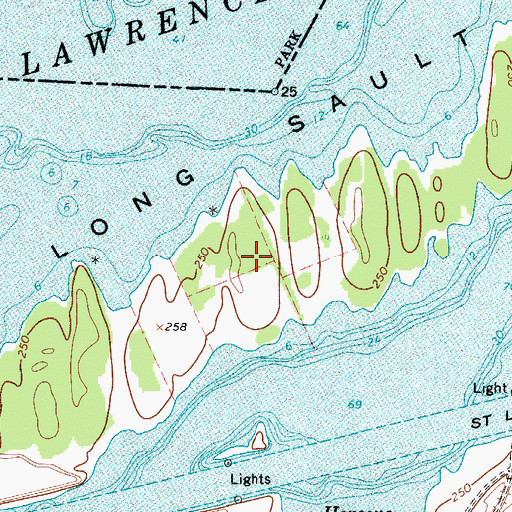 Topographic Map of Long Sault Islands, NY