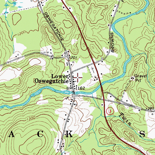 Topographic Map of Lower Oswegatchie, NY