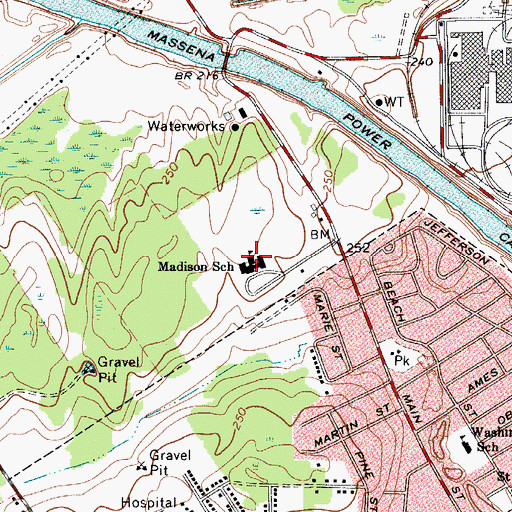 Topographic Map of Madison Elementary School, NY