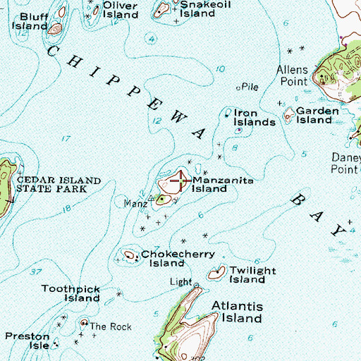 Topographic Map of Manzanita Island, NY