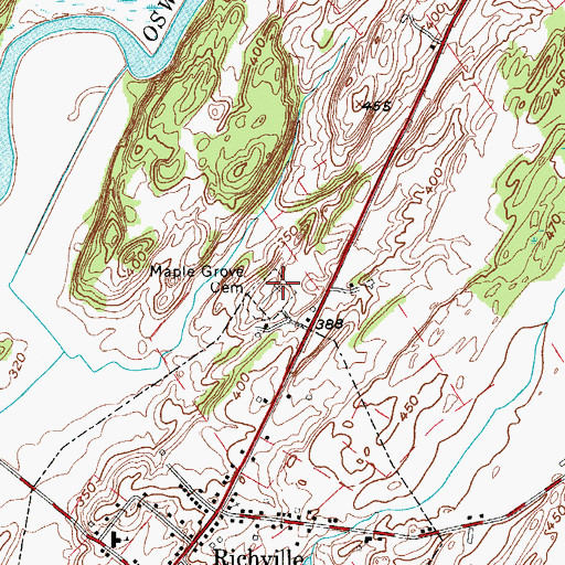 Topographic Map of Maple Grove Cemetery, NY