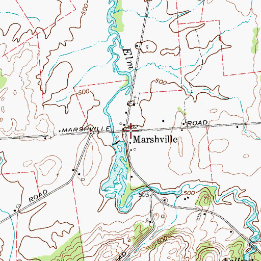 Topographic Map of Marshville, NY