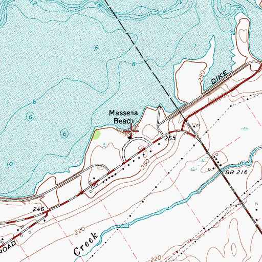 Topographic Map of Massena Beach, NY