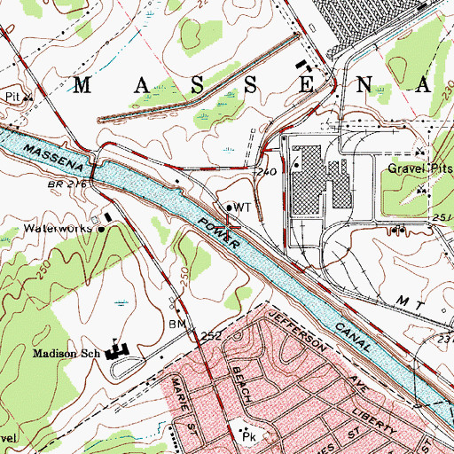 Topographic Map of Massena Power Canal, NY