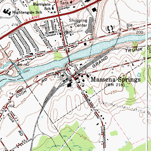 Topographic Map of Massena Springs, NY