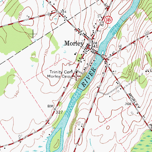 Topographic Map of Morley Cemetery, NY