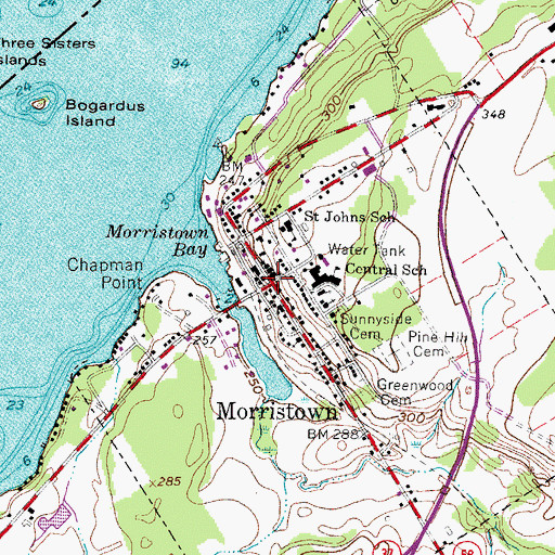Topographic Map of Morristown, NY