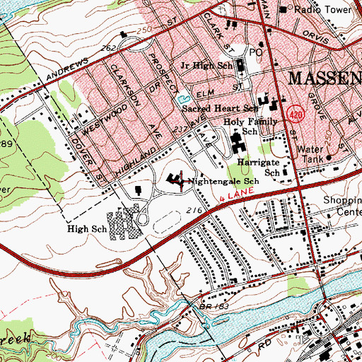 Topographic Map of Nightengale Elementary School, NY