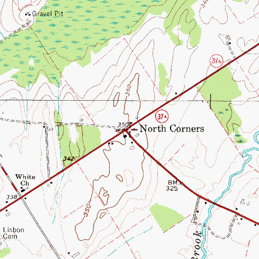 Topographic Map of North Corners, NY