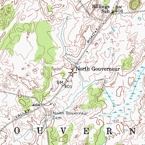 Topographic Map of North Gouverneur, NY