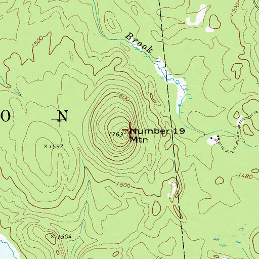 Topographic Map of Number 19 Mountain, NY
