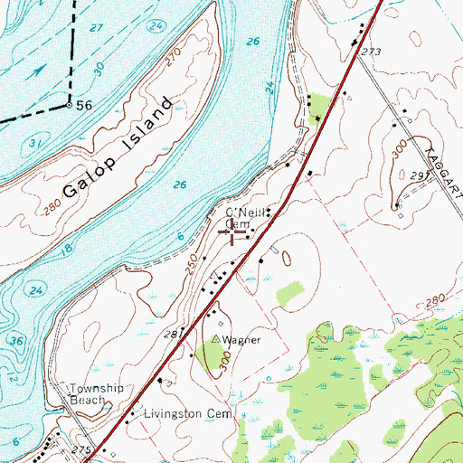 Topographic Map of O'Neill Cemetery, NY