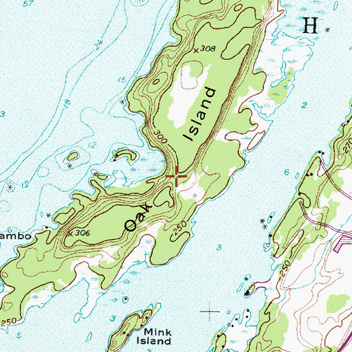Topographic Map of Oak Island, NY