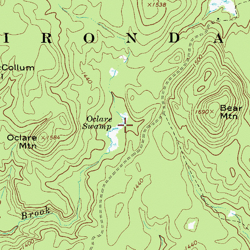 Topographic Map of Oclare Swamp, NY