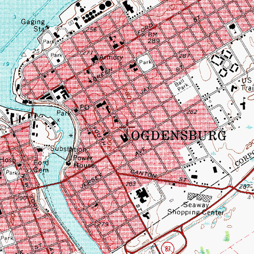 Topographic Map of Ogdensburg, NY