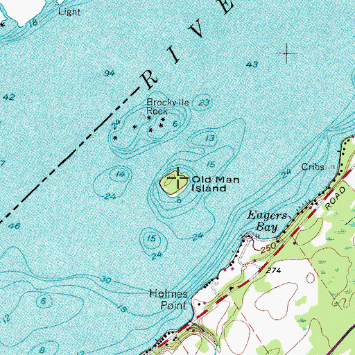 Topographic Map of Old Man Island, NY